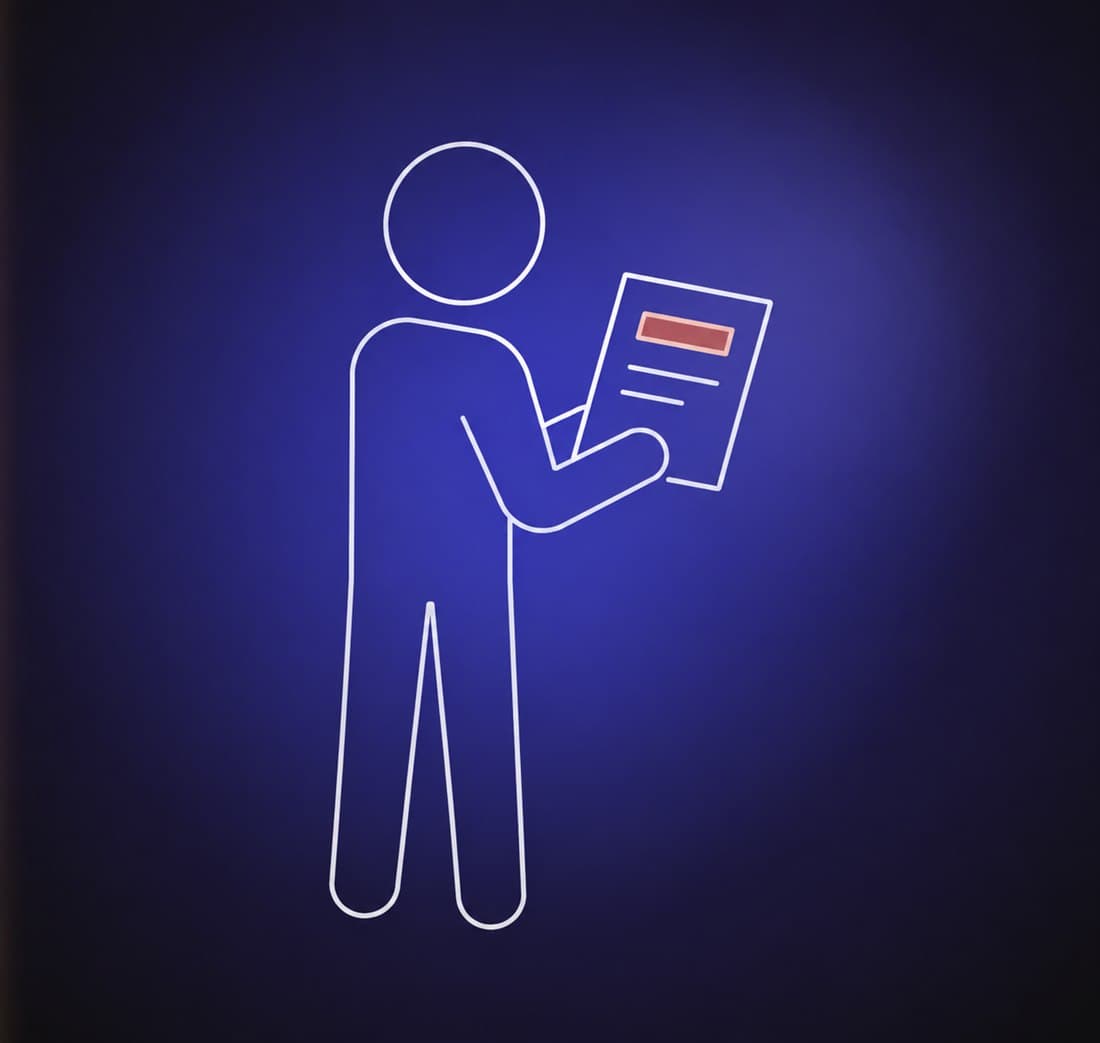 Distributor reading a flyer